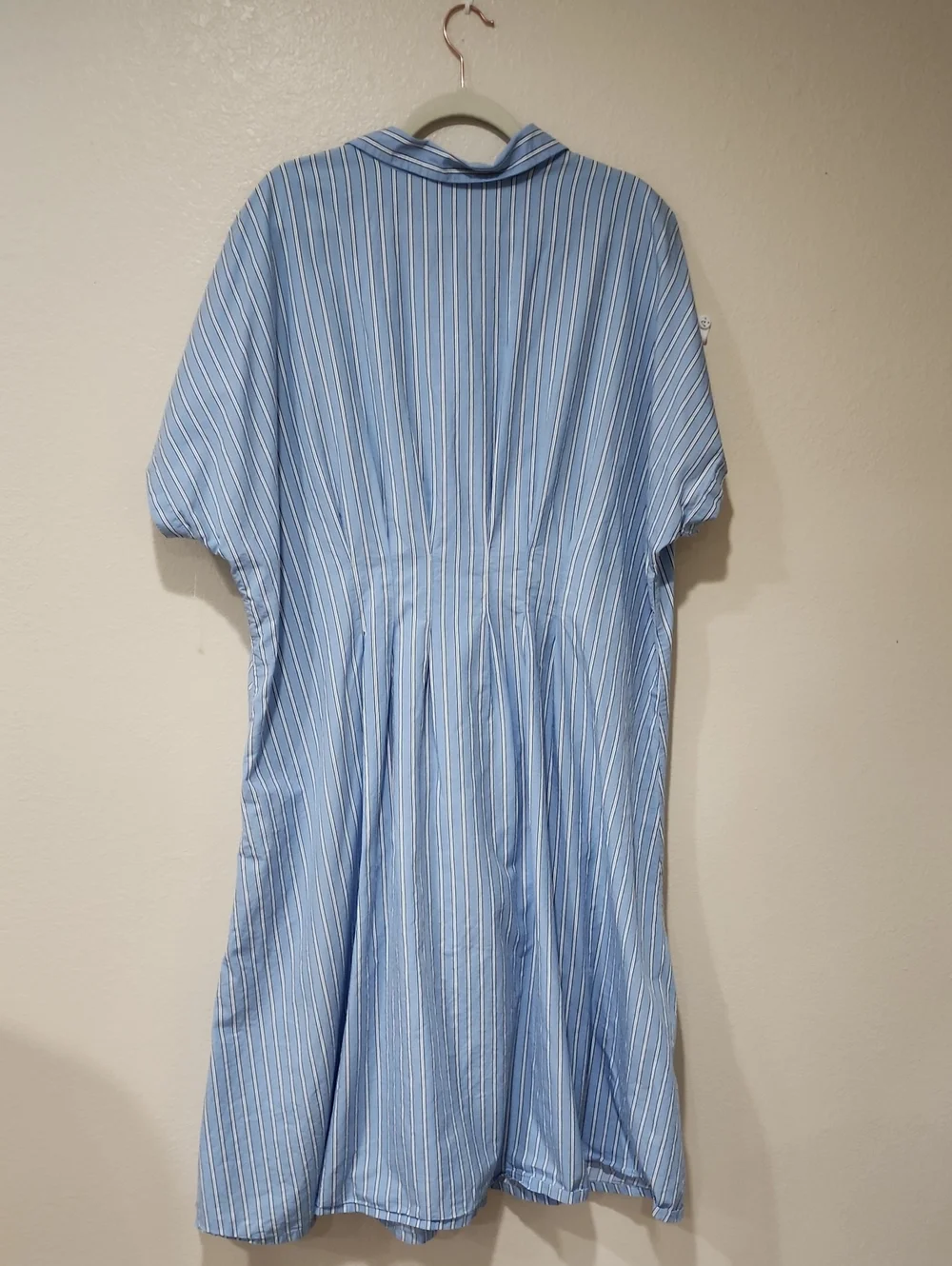 Old Navy Pintuck Waist Striped Shirt Dress Midi Length Light Blue size 2X